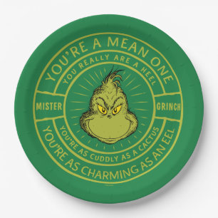 Assiettes En Carton Vous êtes un insigne de la Mean One Mister Grinch
