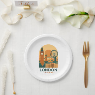 Assiettes En Carton Voyage à Londres Angleterre Vintage Rétro