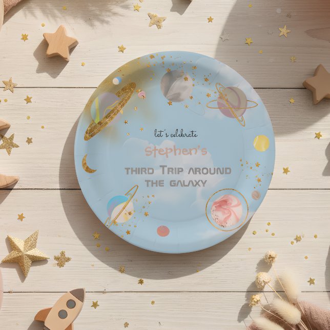 Assiettes En Carton Voyage autour de la galaxie espace anniversaire (Créateur téléchargé)