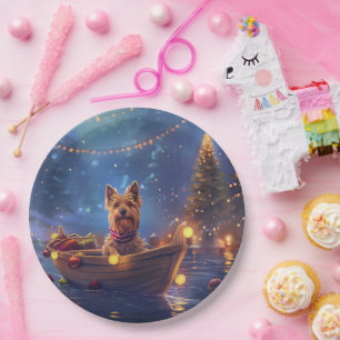 Assiettes En Carton Voyage de Noël de Terrier australien