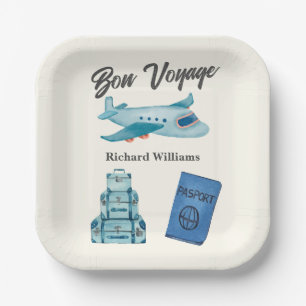 Assiettes En Carton Voyage de retraite Aventure Bon Voyage Avion