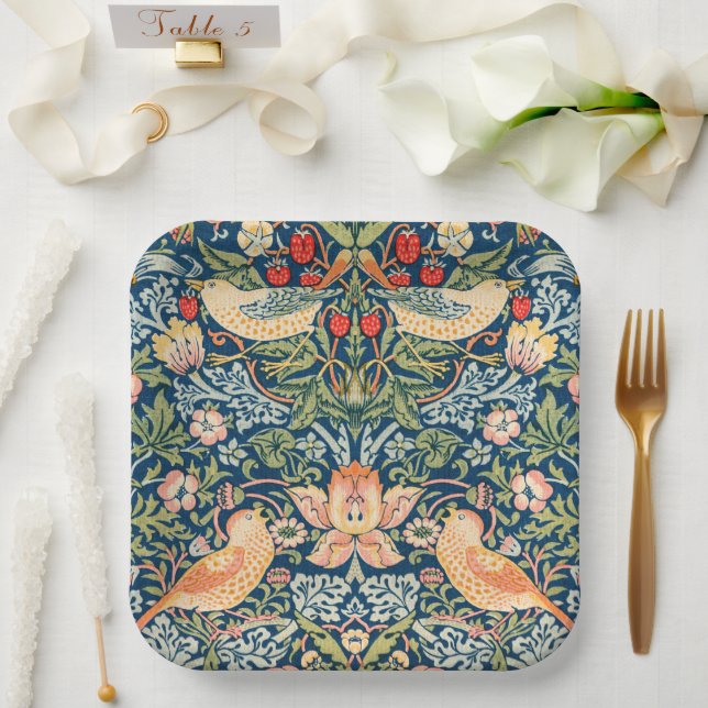 Assiettes En Carton W Morris Fraise Thief Plaques Carrés (Mariage)