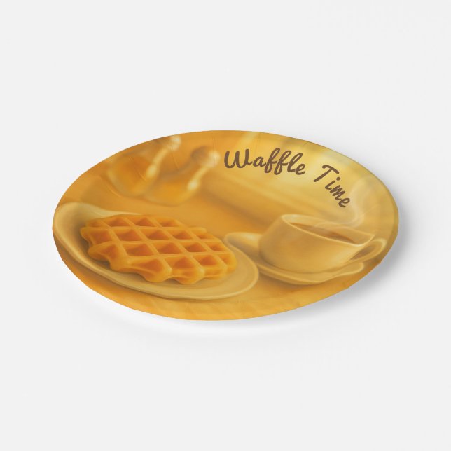 Assiettes En Carton Waffer Time - Plaque Papier Belge Petit Déjeuner (Angle)