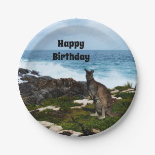 Assiettes En Carton Wallaby Sur Les Rochers Balnéaires, Plaques De Pap