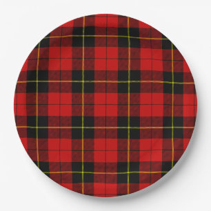Assiettes En Carton Wallace tartan rouge noir plaid
