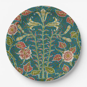 Assiettes En Carton Walter Crane Fleur de lys et rose florale vintage