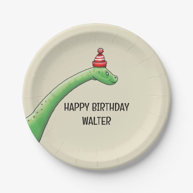 Assiettes En Carton Walter le Dinosaure (Devant)