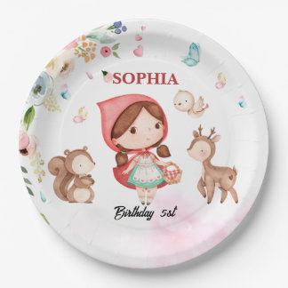 Assiettes En Carton  waltercolor Little Red Riding Hood birthday plate