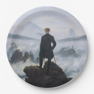 Assiettes En Carton Wanderer au-dessus de la mer de brouillard (par C.