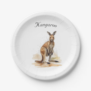 Assiettes En Carton Wanderer extérieur : aquarelle Kangaroo personnali