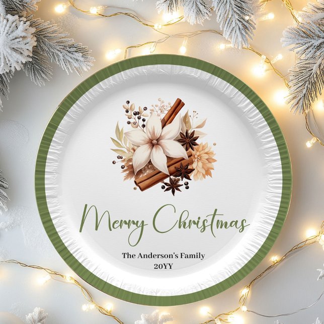 Assiettes En Carton Warm Neutral Christmas Personalized Family Plates (Warm Neutral Christmas Personalized Family Plates)