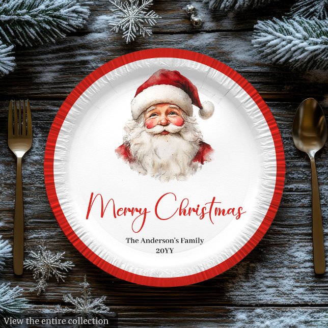 Assiettes En Carton Warmish Santa Claus Cozy Red White Holiday Plate (Warmish Santa Claus Cozy Red White Holiday Plate)