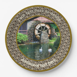 Assiettes En Carton Water Wheel Duck Pond Art Personnalisé