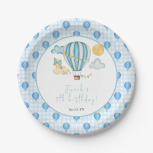 Assiettes En Carton Watercolo Hot Air Balloon Kid 5e fête d'anniversai