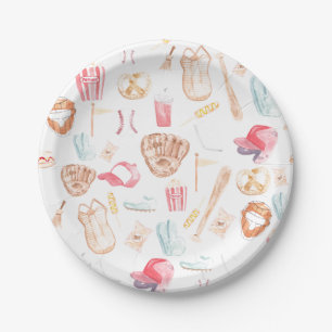 Assiettes En Carton Watercolor Basball