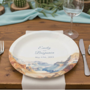 Assiettes En Carton Watercolor Canyon Desert Mariage du parc national