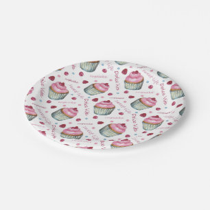 Assiettes En Carton Watercolor cupcakes