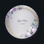 Assiettes En Carton Watercolor Floral Geometric Golden Purple Wedding<br><div class="desc">Watercolor Floral Geometric Golden Purple Wedding Paper Plate. Unique,  beautiful,  modern design. Easy to be personalized. Font style,  size and colors can be changed. Matching items available.</div>