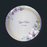 Assiettes En Carton Watercolor Floral Geometric Golden Purple Wedding<br><div class="desc">Watercolor Floral Geometric Golden Purple Wedding Paper Plate. Unique,  beautiful,  modern design. Easy to be personalized. Font style,  size and colors can be changed. Matching items available.</div>