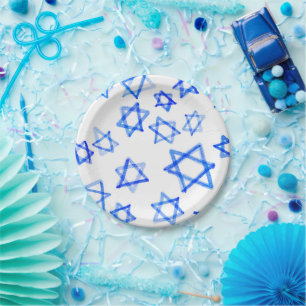 Assiettes En Carton Watercolor Fun Messy Cool Blue Star de David