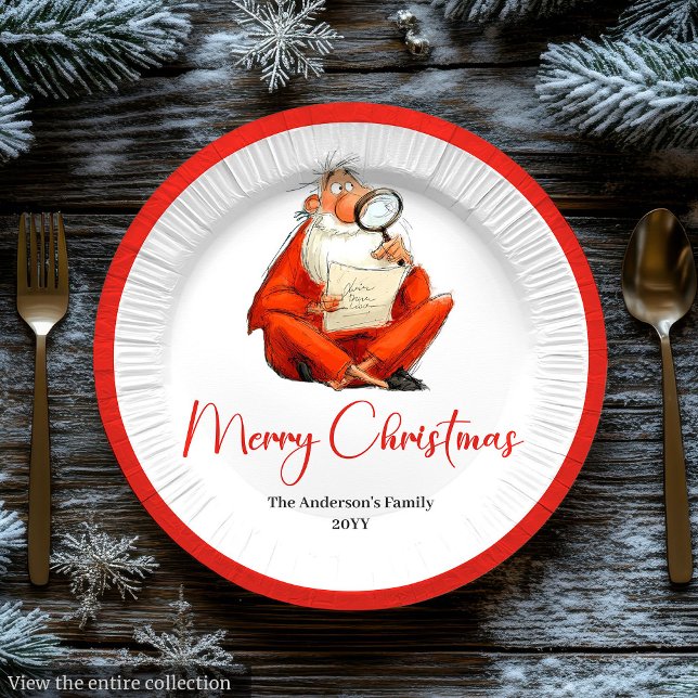 Assiettes En Carton Watercolor Funny Santa Holiday Paper Plates (Watercolor Funny Santa Holiday Paper Plates)