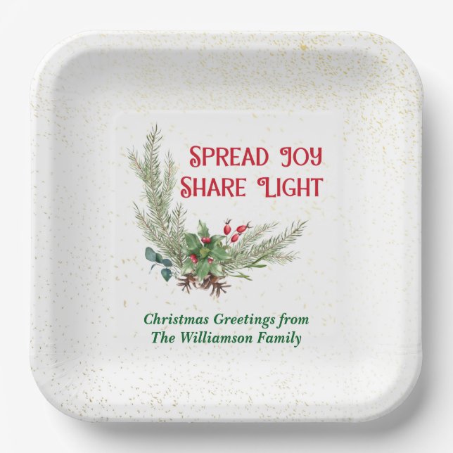 Assiettes En Carton Watercolor Holly Berries Bouquet Christmas (Recto)