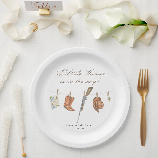 Assiettes En Carton Watercolor Hunter Baby Shower (Mariage)