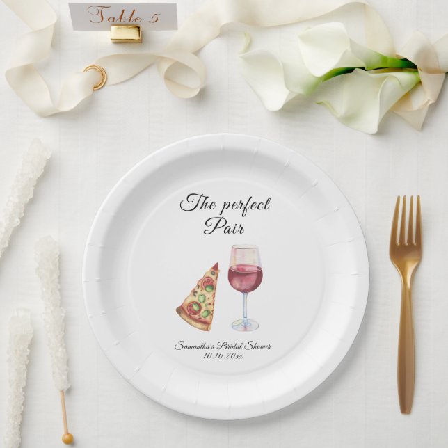 Assiettes En Carton Watercolor Perfect Pair Bridal Shower (Mariage)