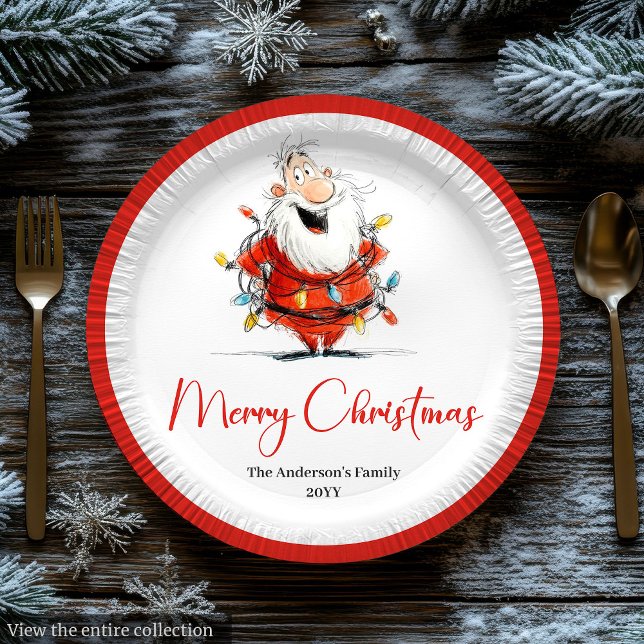 Assiettes En Carton Watercolor Santa Funny Custom Christmas Tableware (Watercolor Santa Funny Custom Christmas Tableware

)
