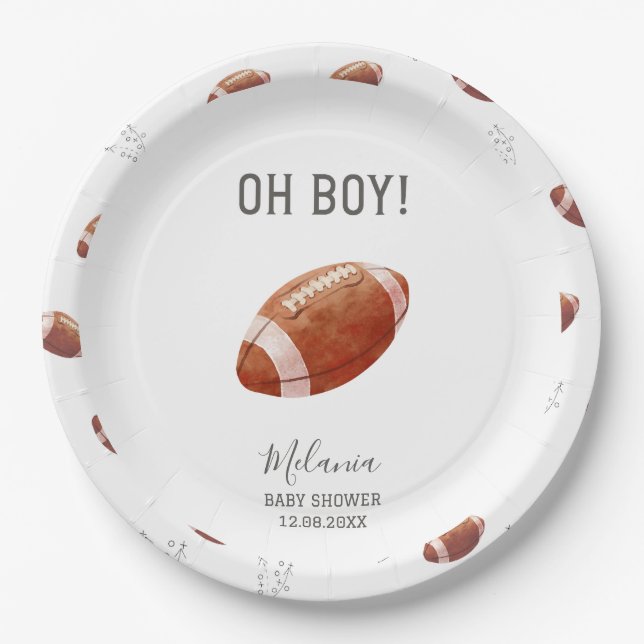 Assiettes En Carton Watercolor touchdowns american football  baby show (Devant)