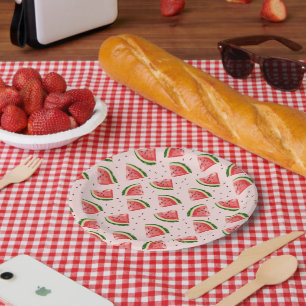 Assiettes En Carton Watercolor Watermelon Motif de fruits