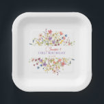 Assiettes En Carton Watercolor Wildflower Girl 1st Birthday<br><div class="desc">Serve your birthday treats on a bed of blooming beauty with our "Our Little Wildflower" Paper Plates. These premium disposable plates feature a stunning hand-painted watercolor meadow design,  bursting with vibrant wildflowers,  delicate butterflies,  and whimsical dragonflies.</div>