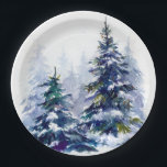 Assiettes En Carton Watercolor winter forest Christmas tree<br><div class="desc">Watercolor winter forest Christmas tree est une illustration painting illustration</div>