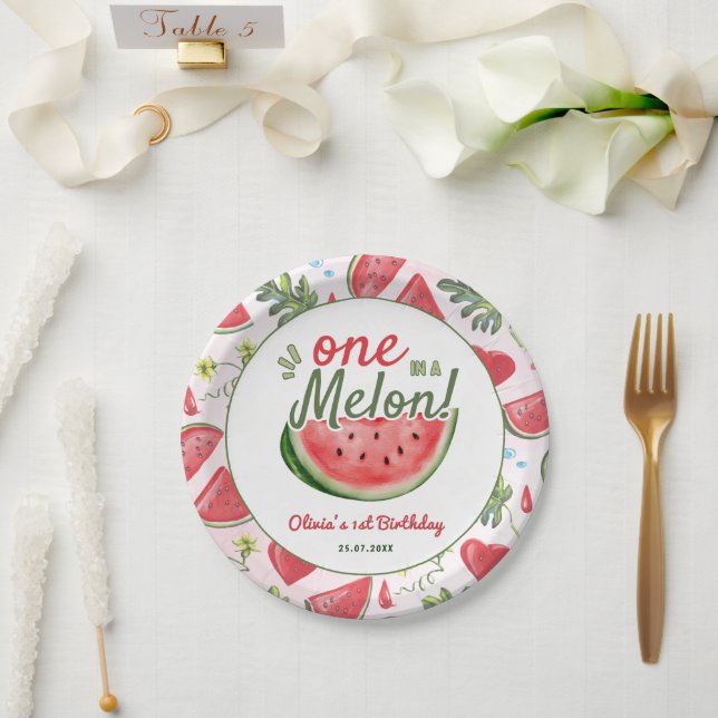 Assiettes En Carton Watermelon 1er anniversaire Summer Party Plaque pa (Mariage)