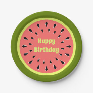 Assiettes En Carton Watermelon rose joyeuses plaques papier d'annivers