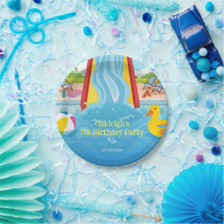 Assiettes En Carton Waterpark Slide fête d'anniversaire pour enfants