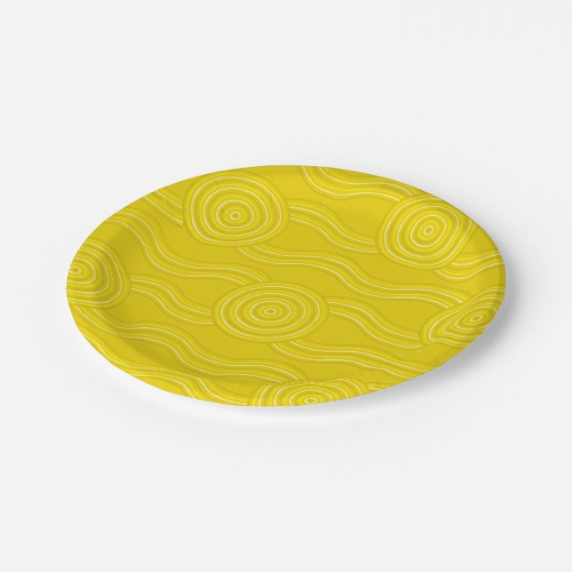 Assiettes En Carton Wattle Australian Dreamtime River Motif (Angle)