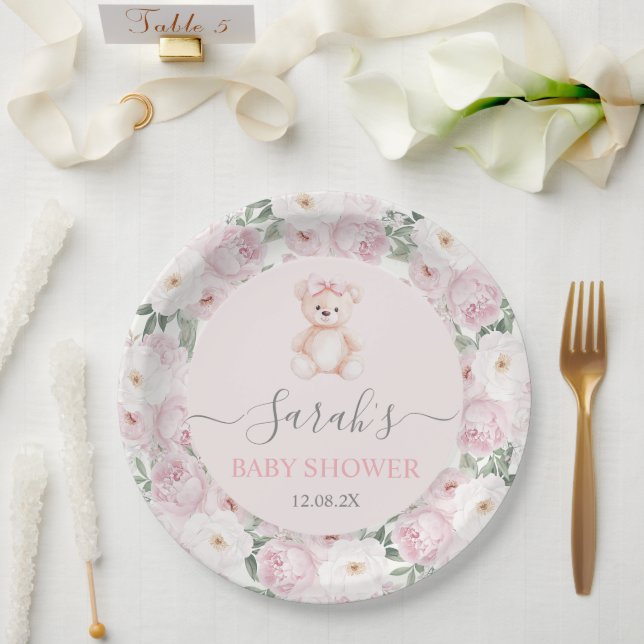 Assiettes En Carton We can Bearly Wait Baby Shower Girl (Mariage)
