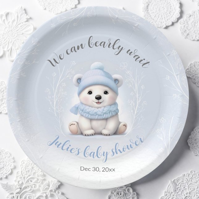 Assiettes En Carton We Can Bearly Wait Blue Baby Shower Paper Plates (We Can Bearly Wait Blue Baby Shower Paper Plates)
