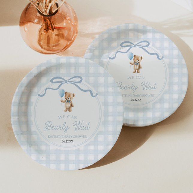 Assiettes En Carton We Can Bearly Wait Blue Teddy Bear Baby Shower (Créateur téléchargé)