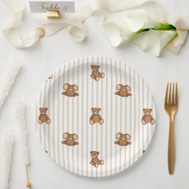 Assiettes En Carton We Can Bearly Wait Elegant Baby Shower (Mariage)