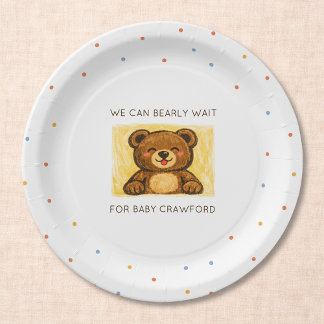 Assiettes En Carton We Can Bearly Wait! Simple Hand Drawn Baby Shower