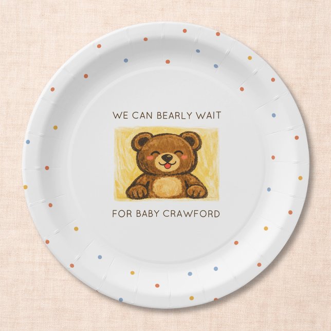 Assiettes En Carton We Can Bearly Wait! Simple Hand Drawn Baby Shower (Créateur téléchargé)