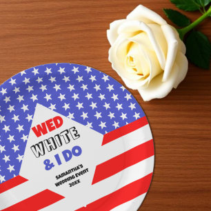 Assiettes En Carton Wed, White & I Do Patriotic Mariage Event