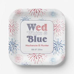 Assiettes En Carton Wedding shower de Jardin bleu blanc pour pétard