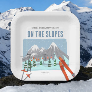 Assiettes En Carton Week-end de célibataire au ski sur les pistes