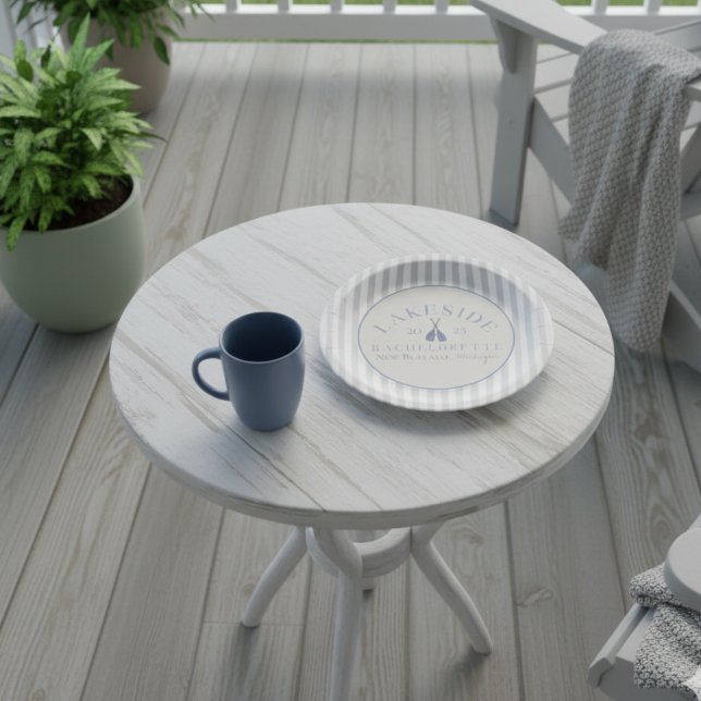 Assiettes En Carton Week-end de filles au bord du lac Classique (Kick back at the lake with this coastal Classic Lake Bachelorette Girls Weekend Paper Plates!)