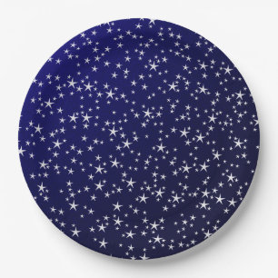 Assiettes En Carton weiße sterne auf dunkle blauen hintergrund