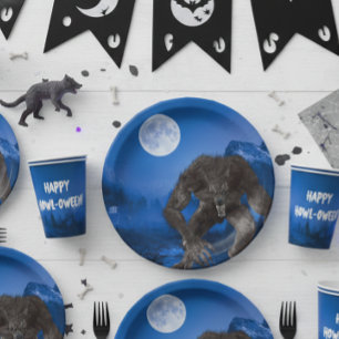Assiettes En Carton Werewolf Halloween Pleine lune Party