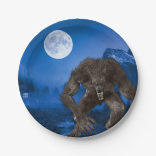 Assiettes En Carton Werewolf Halloween Pleine lune Party
